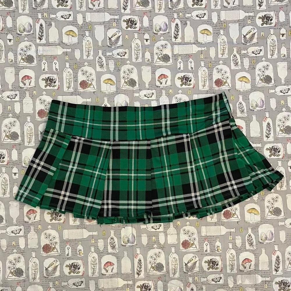Green Plaid Mini Skirt